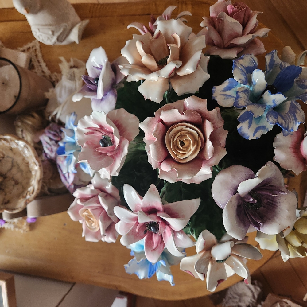 Cream and Pink Faux Floral Accents with Roses